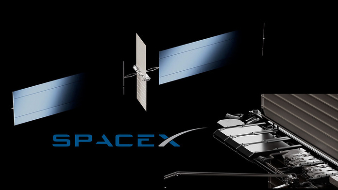 SpaceX AI1 算力卫星官方规格画面，展示算力卫星、SpaceX 标识与硬件载荷